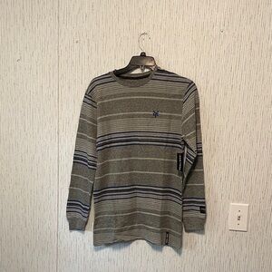 Zoo York Men's T-Shirt Blue Grey Crewneck Long Sleeve Tee Logo Size Large NWT